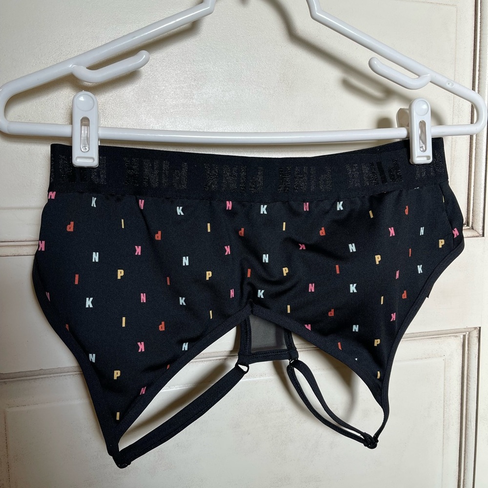PINK Victoria's Secret Black Bra with Multicolor Letters Large